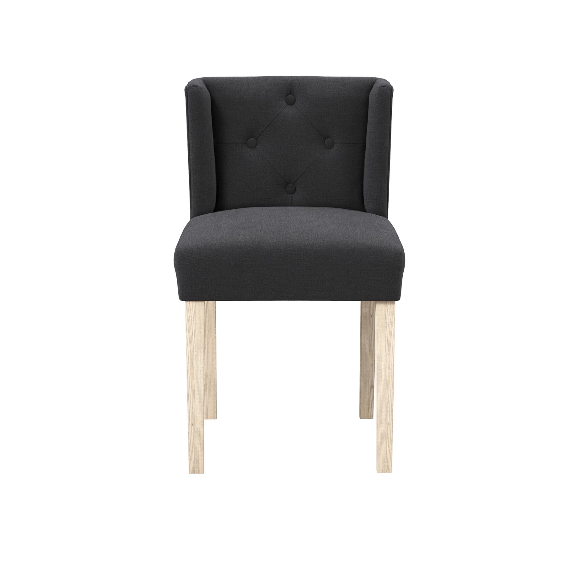 Standish Dining Chair - Anthracite Natural Fabric Winged Seat - Blonde Rubber Wood