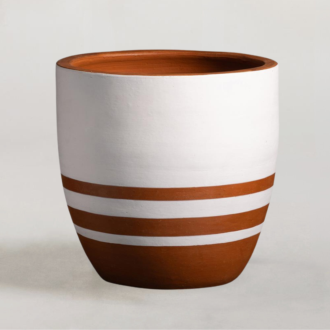 Mozambique Plant Pot - Stripes Clay Planter -31cm