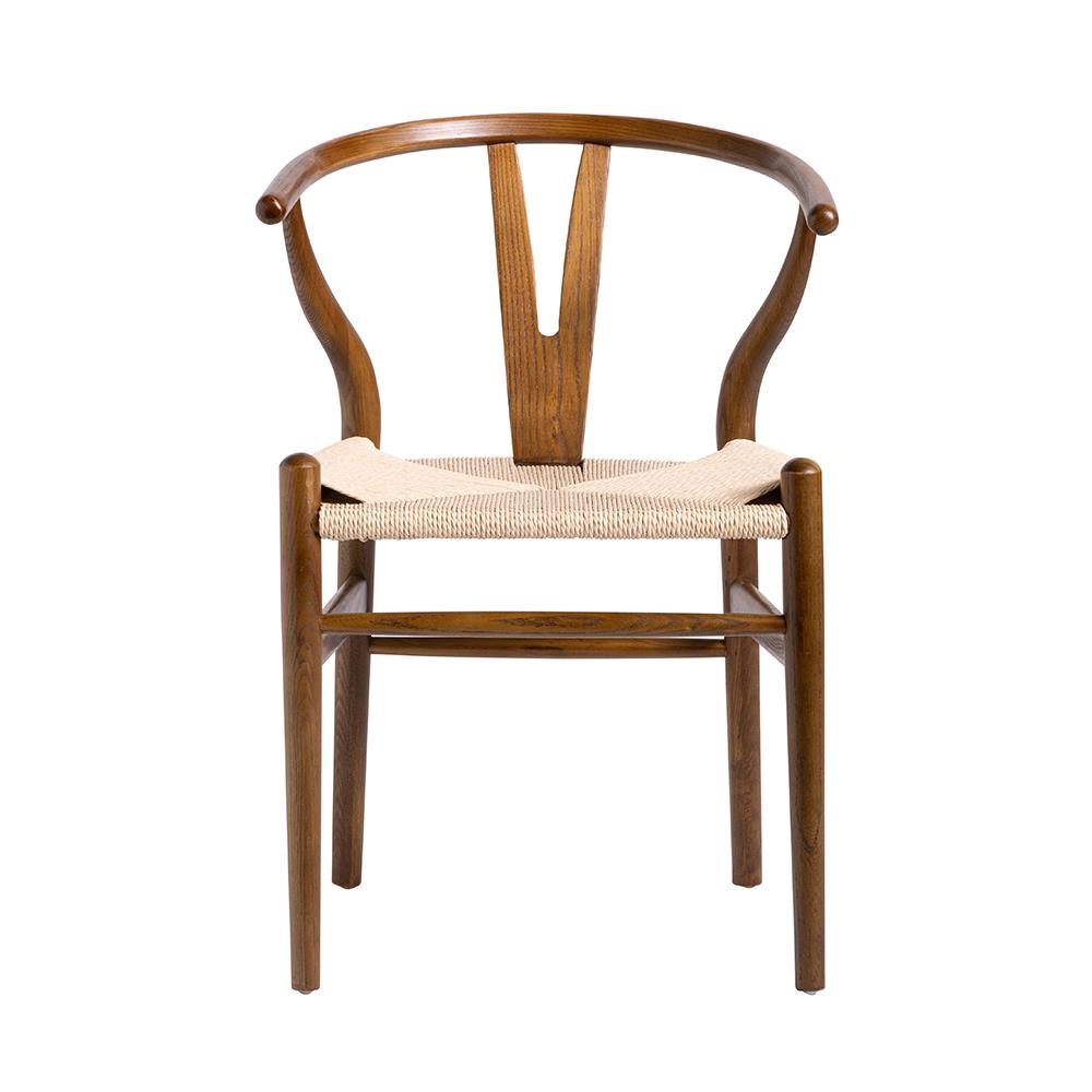 Mid-Century Scandi Dining Chair - Dark Oak Ash Frame - Natural Seat