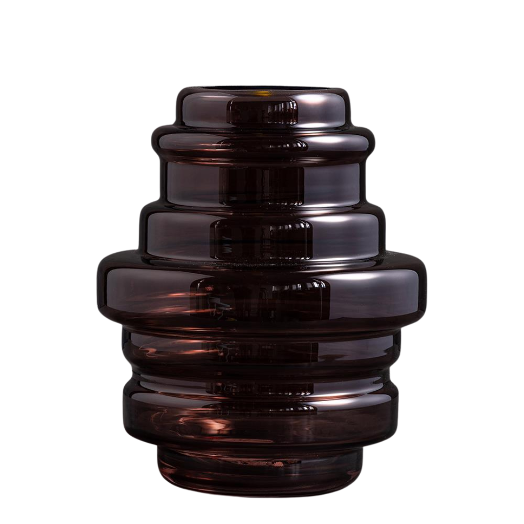 Adele Vase - Distinct Glass Chocolate Brown - 25cm