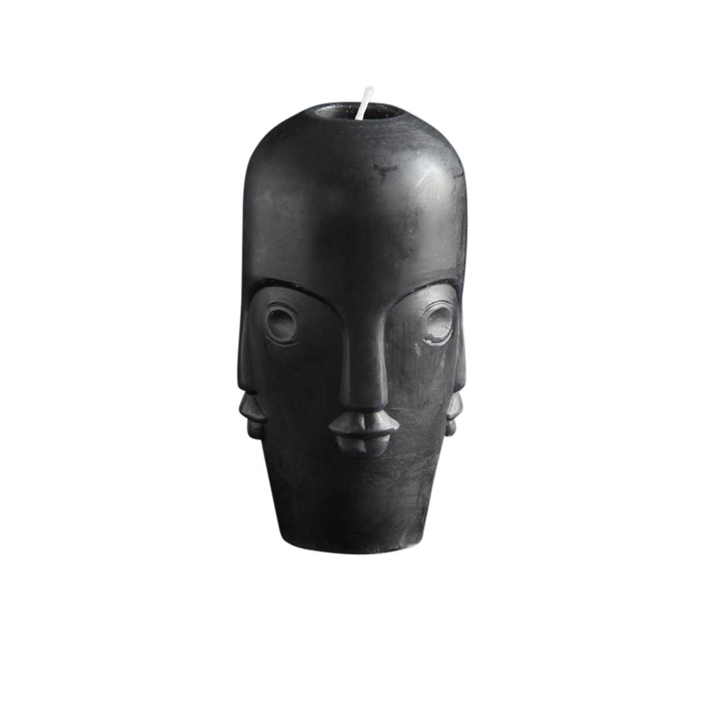 Tozi Wax Candle - Tribal Heads Design - Small - Black