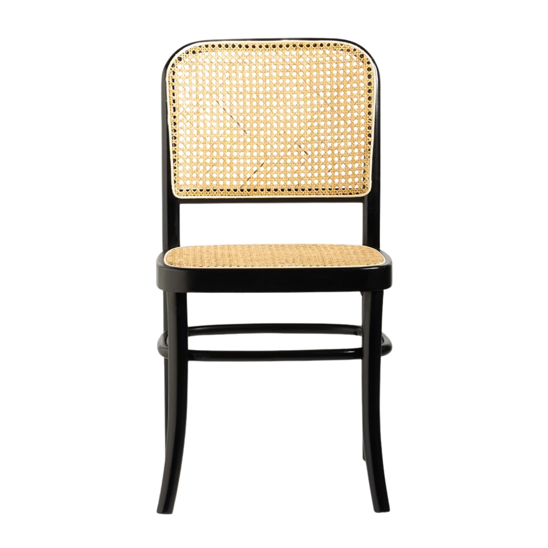 Hoffman Dining Chair - Natural Rattan Seat - Black Frame