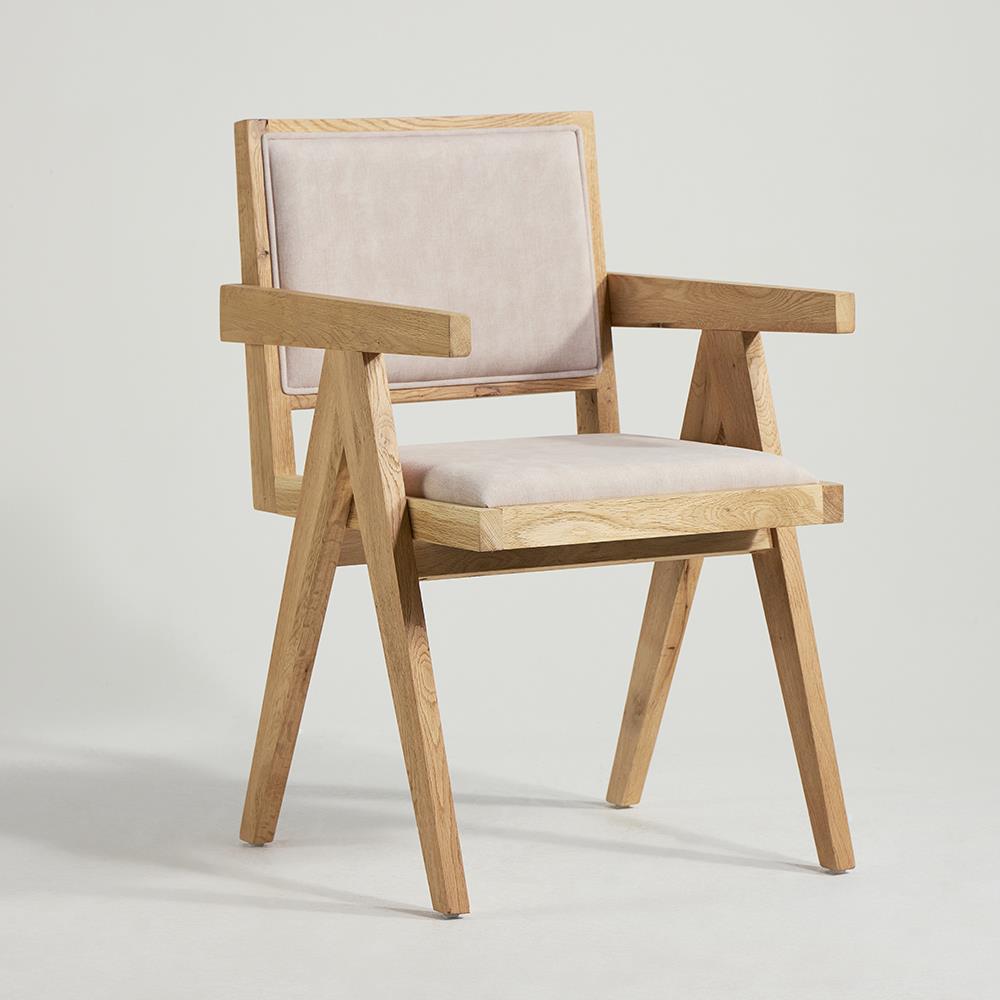 Adagio Dining Chair - Linen Seat and Backrest - Brushed Natural Oak Frame