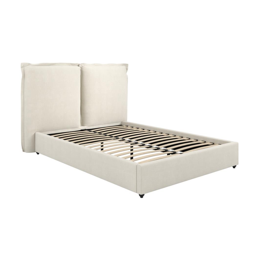 Oasis King-Size Bed Frame - Ivory Linen Blend Fabric - Padded Headboard