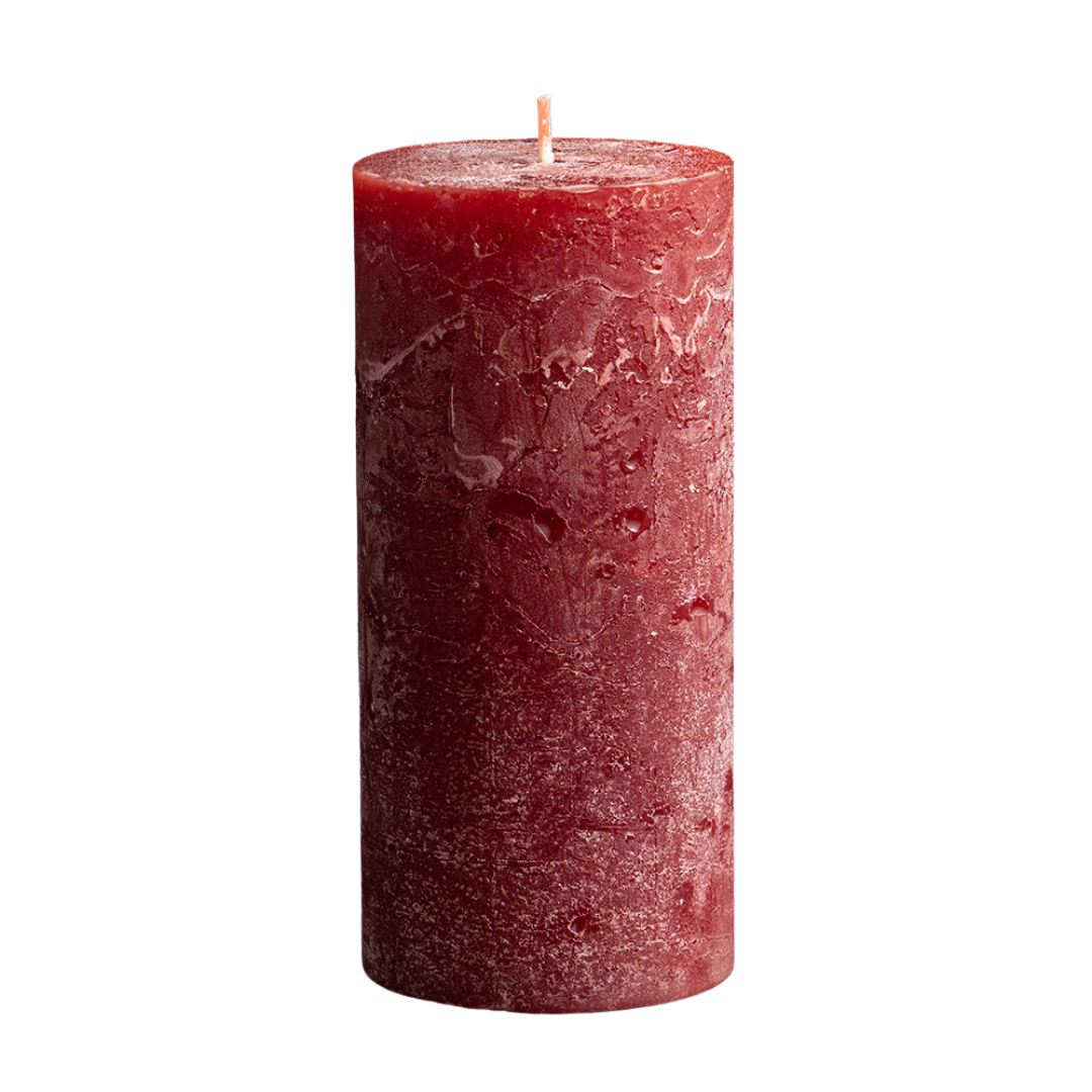 Rustic Pilar Candle - 15cm - 60 Hours Burn Time - Dark Red