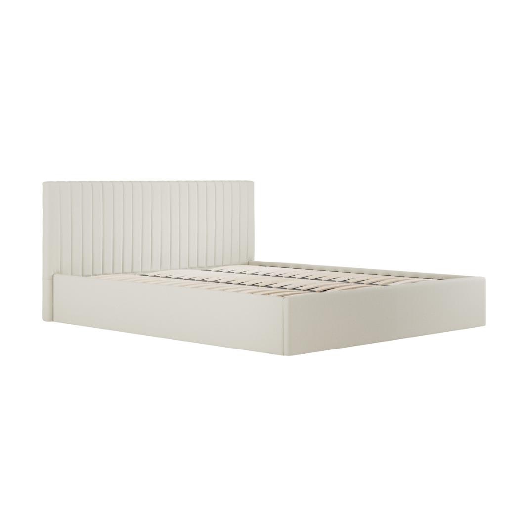 Luna Ottoman Storage King-size Bed - Soft Milk Velvet Upholstered Frame