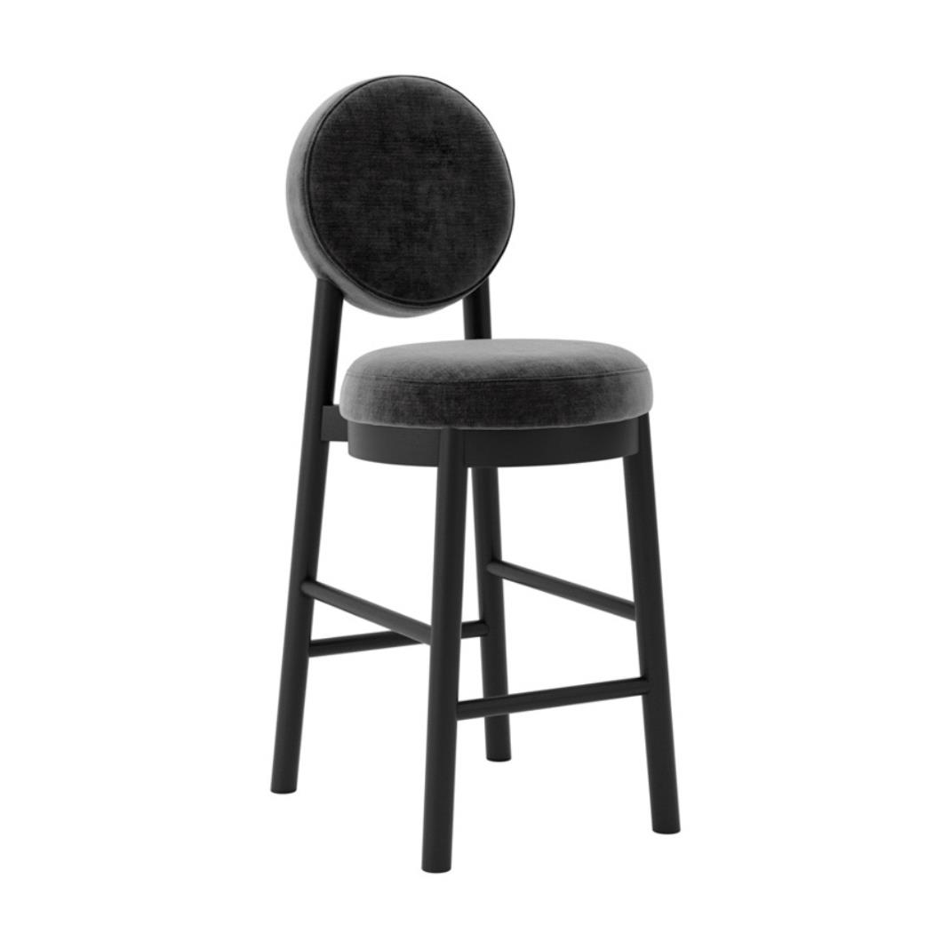 OTI Maru Counter Stool - Monument Grey Seat Padded Round Seat - Dark Frame