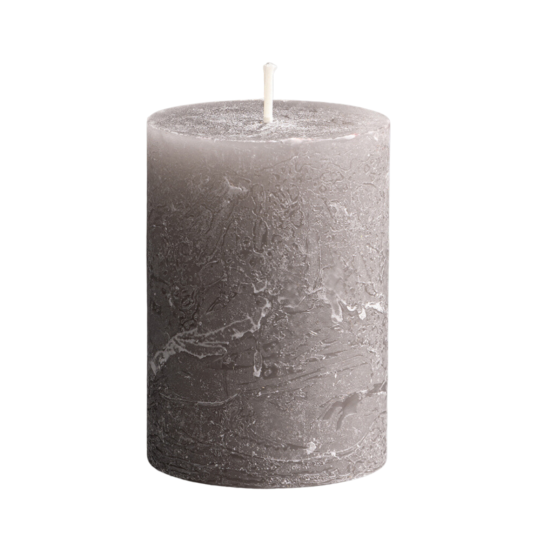 Rustic Pillar Candle - 10cm - 40 Hours Burn Time - French Grey
