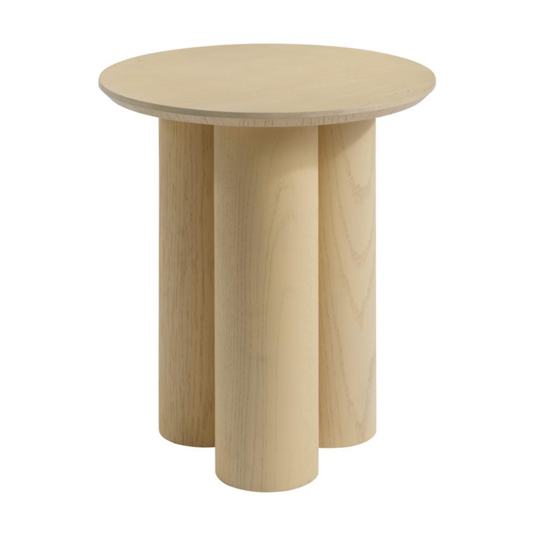 Sphere Blonde Side Table - Wood Grain Round Top - Curved Cylindrical Base