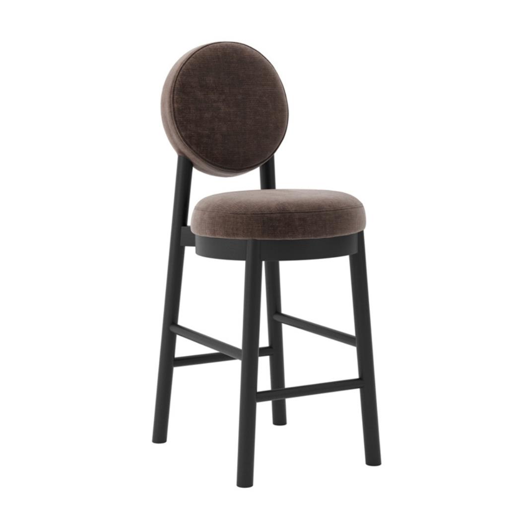 OTI Maru Counter Stool - Padded Round Fabric Seat - Dark Frame