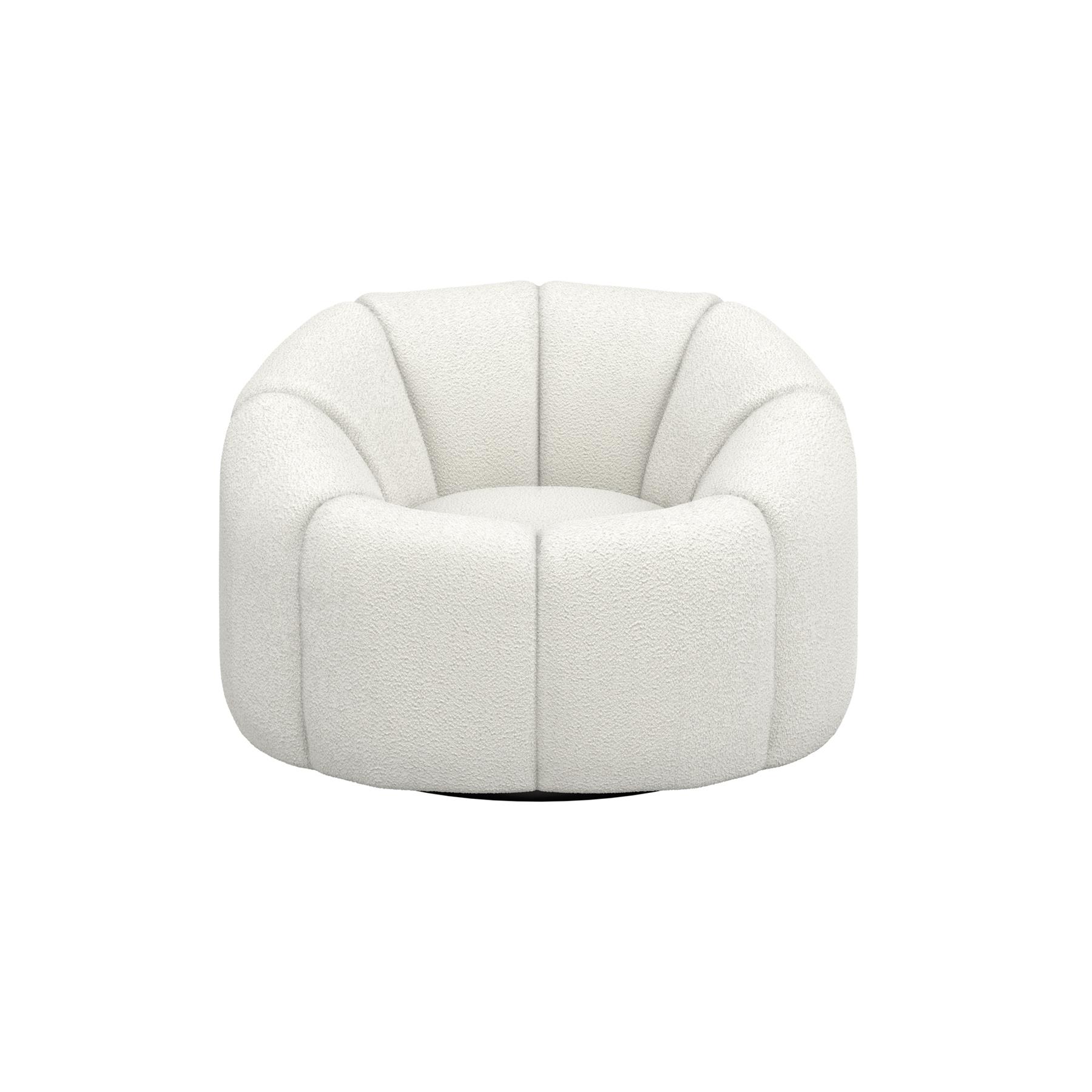 Morrissey Accent Chair - Ivory Boucle Cushion Seat - Swivel Curve Frame