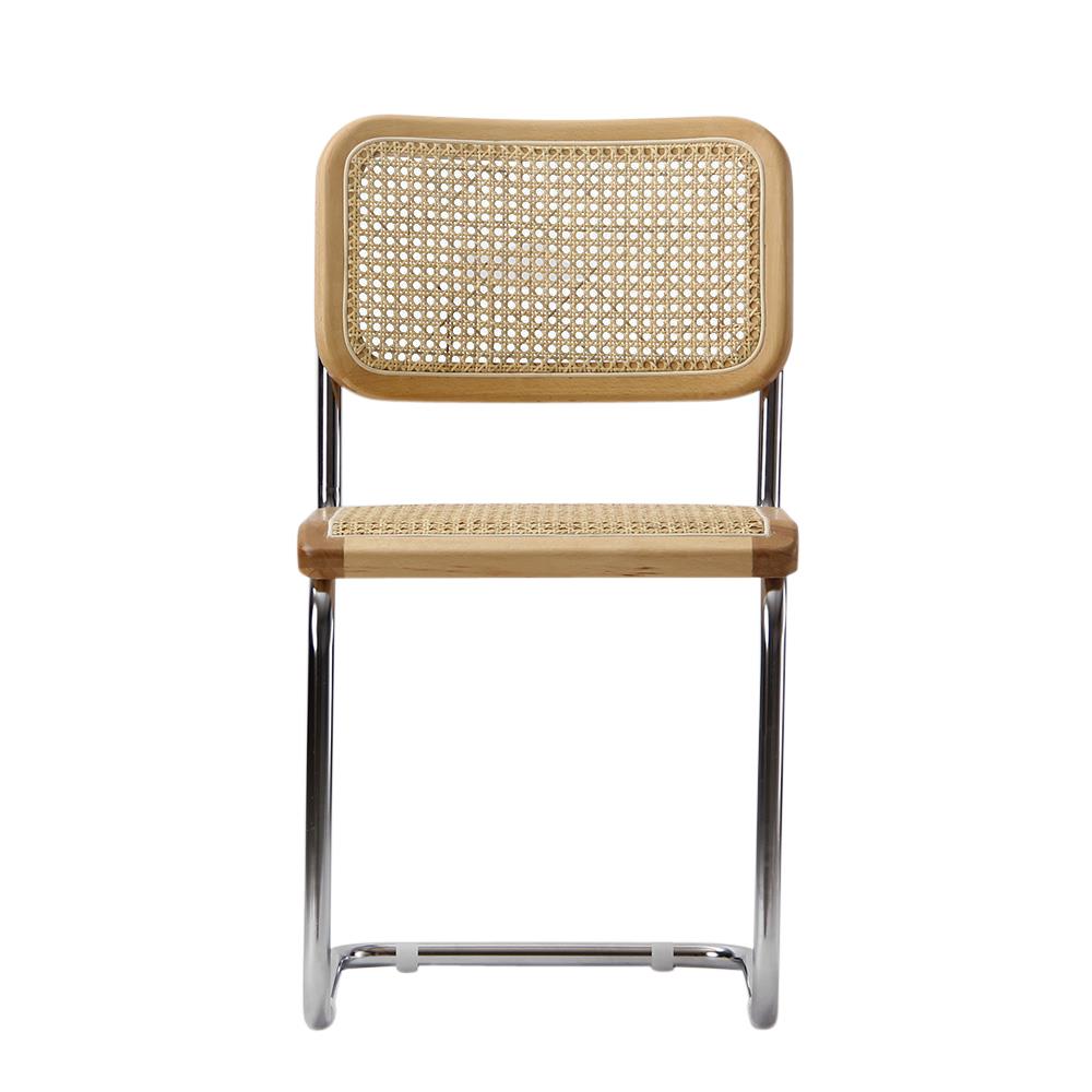 Cesca Inspired Dining Chair - Natural Rattan Seat - Chrome Frame