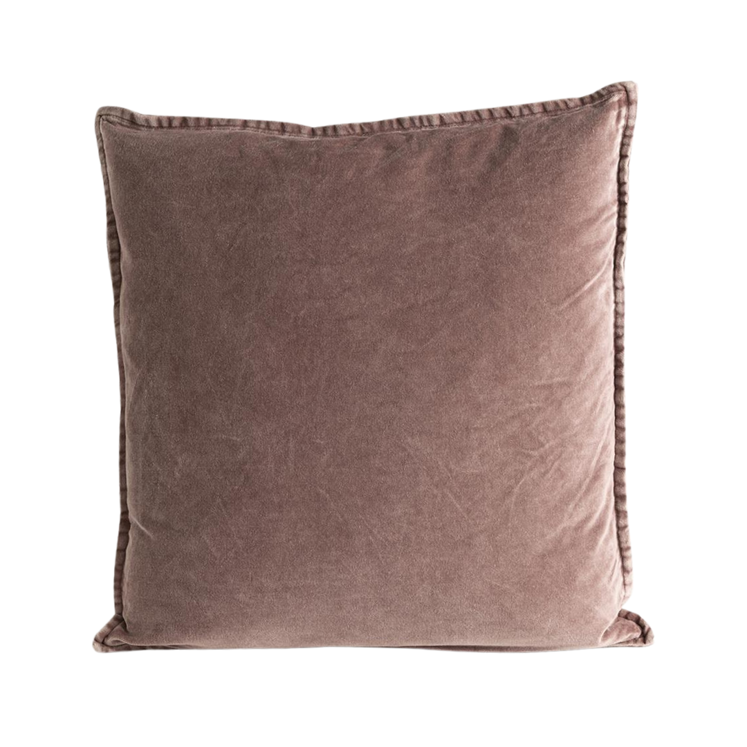 Vester Square Cushion - Stonewashed Powder Velvet - Piping Edge - 50 x 50cm