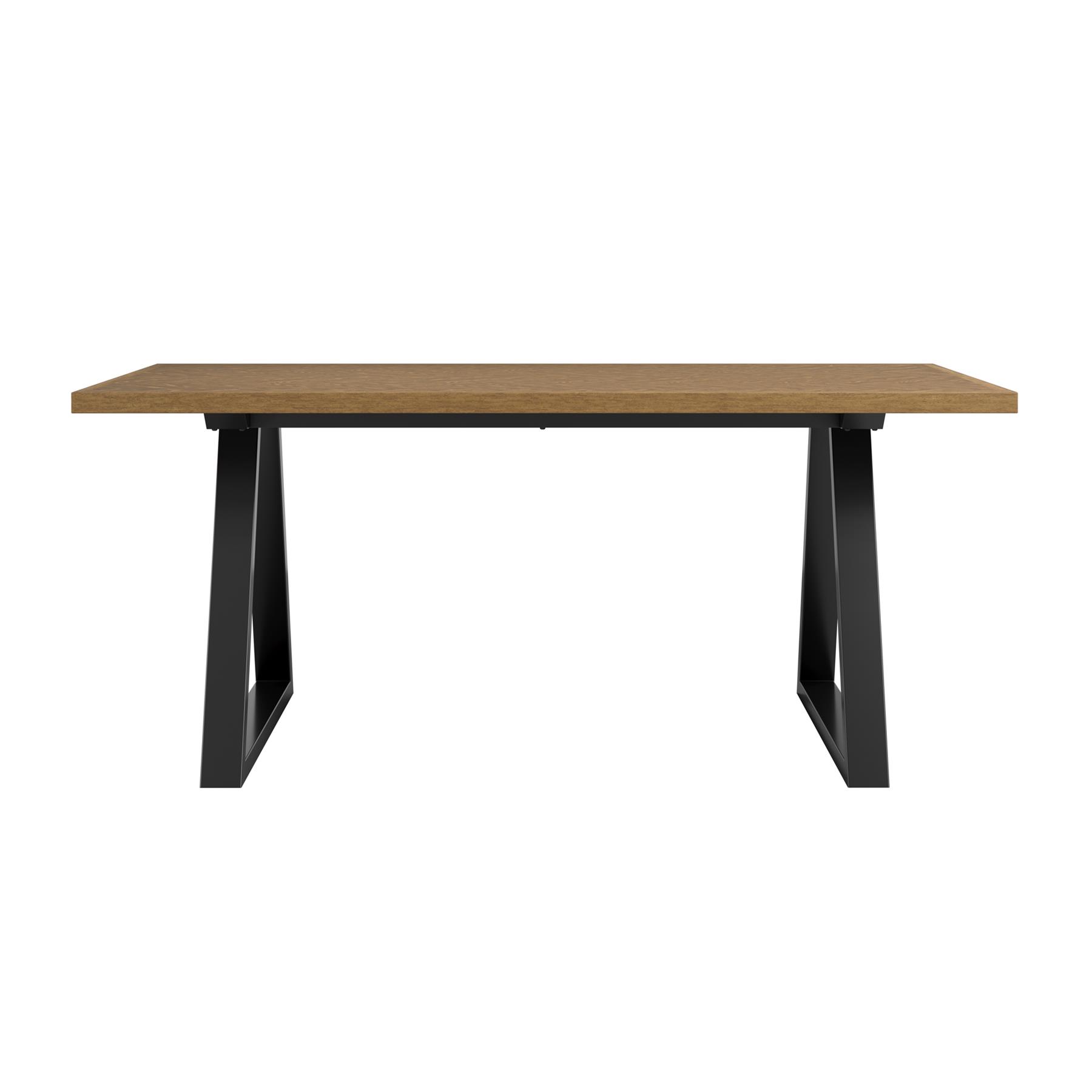 Stockport  Dining Table - Dark Herringbone Top - Black Metal Base 76 x 90 x 180cm