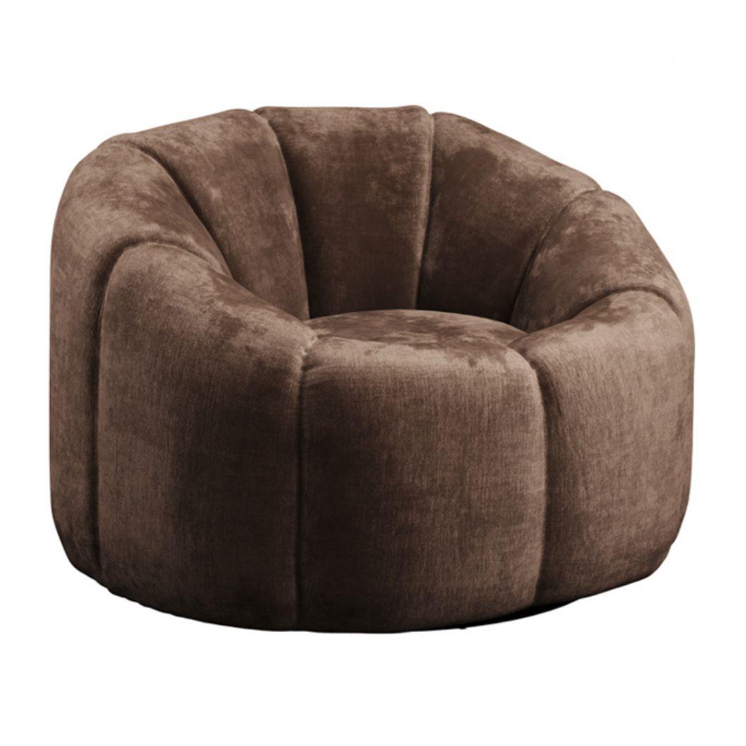 Morrissey Accent Chair - Brown Velvet Cushion Seat - Swivel Curve Frame