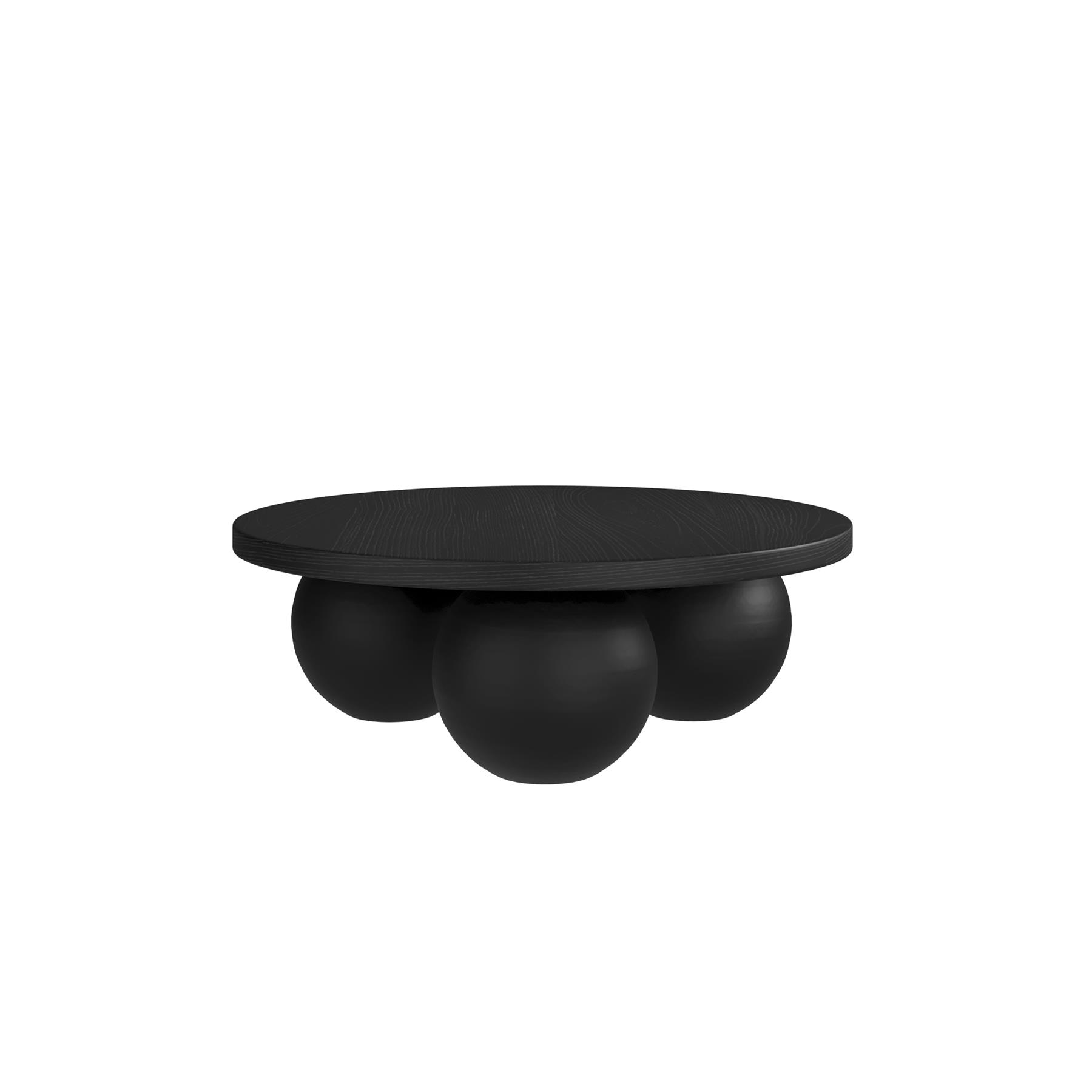 Dukinfield  Coffee Table - Black Round Top - Concrete Unique Base - 30 x 90cm