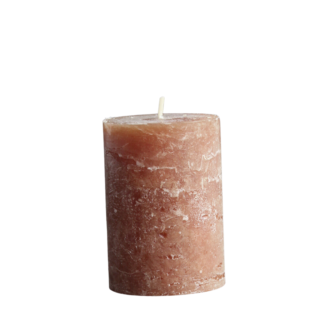 Rustic Pillar Candle - 10cm - 40 Hours Burn Time - Walnut