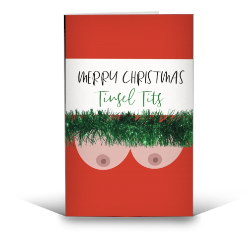 Merry Christmas Tinsel T**s Cheeky Greetings Card - A6 Portrait