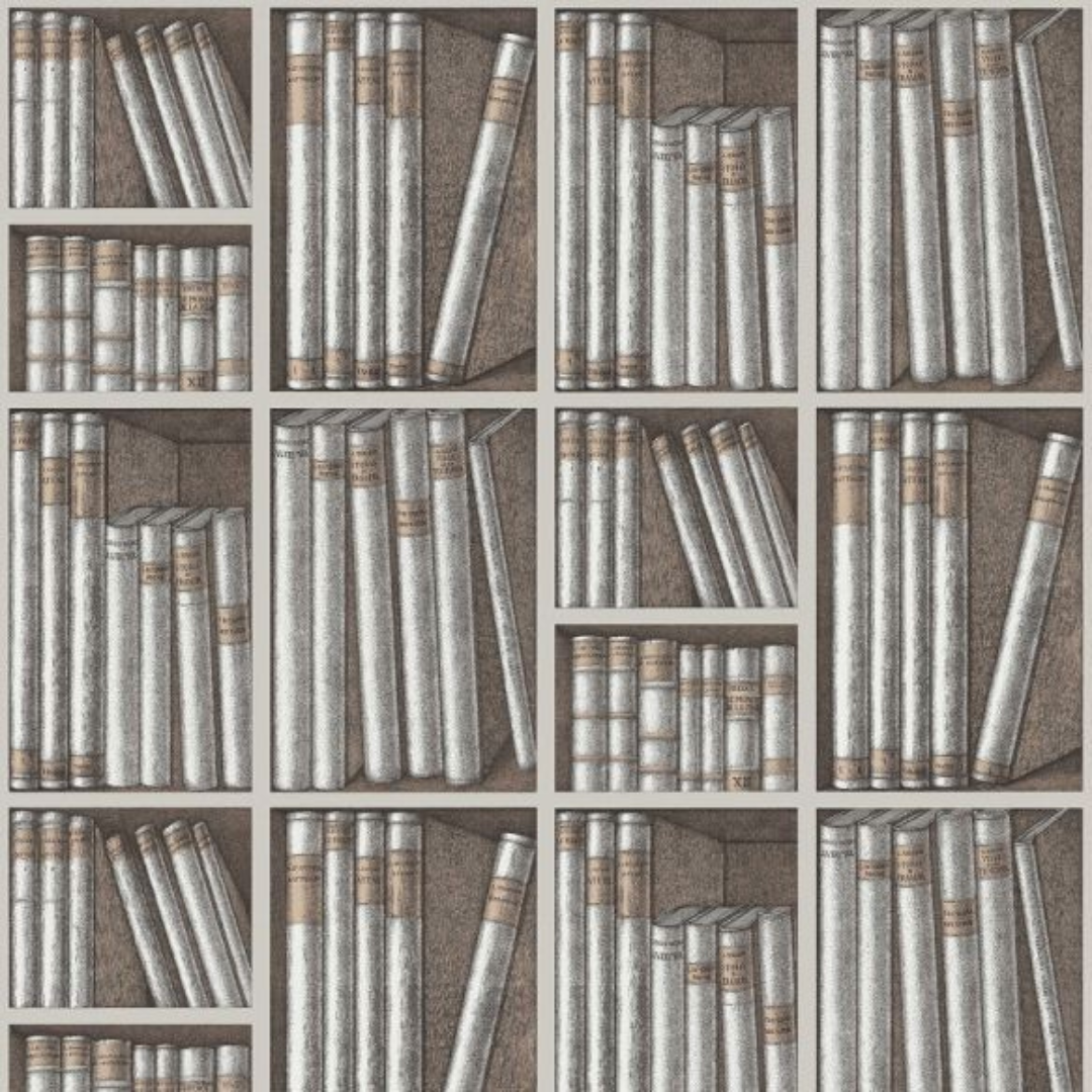 Cole & Son Wallpaper - Ex Libris - Stone & Linen