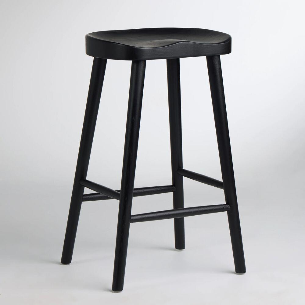 Shaker Stool Black Ash Counter 66cm Seat Height Solid Farmhouse Frame