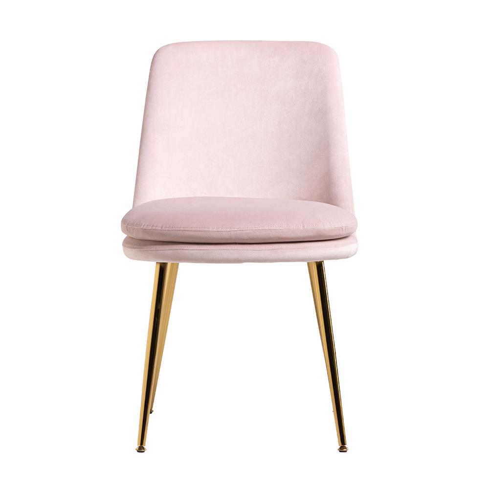 Chelsea Dining Chair - Pink Velvet Fabric Seat - Gold Legs