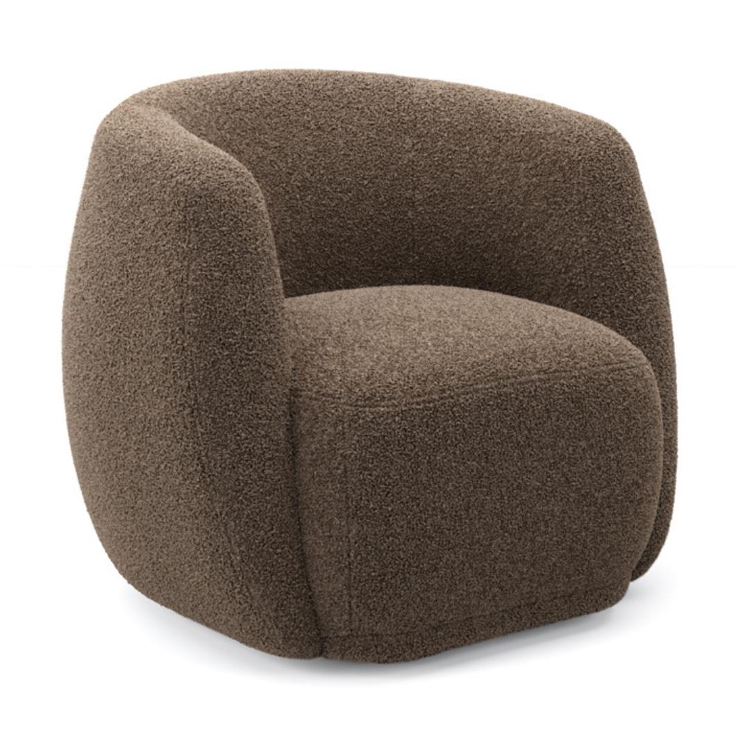 George Armchair - Syrup Brown Sherpa Fabric Seat - Tub Frame