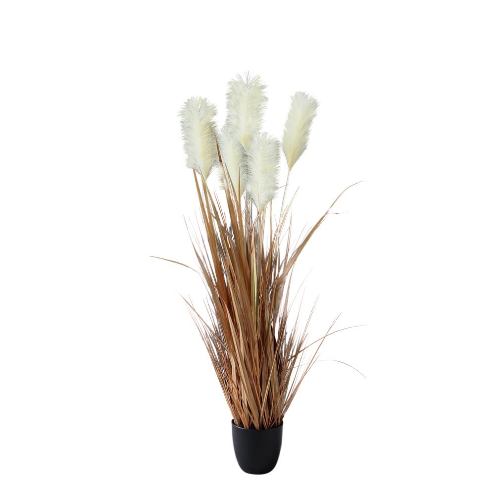 Potted Pampas Grass Decorative Indoor Artificial Plant - Cream - 120cm
