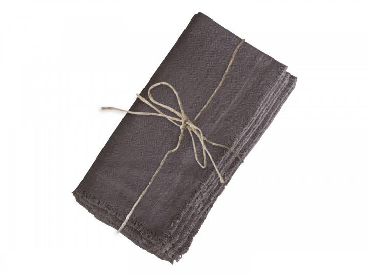 Cloth Napkin's Mocha - Frayed Edge Detail - 40 x 40cm - Set Of 4