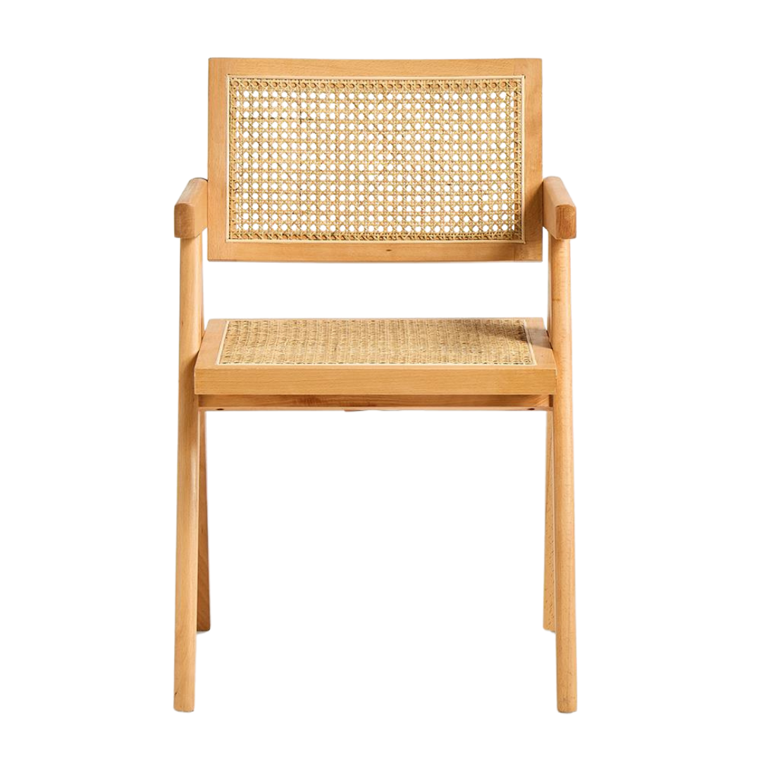 Adagio Inspired Dining Chair - Natural Rattan Cane Seat and Backrest - Natural Frame