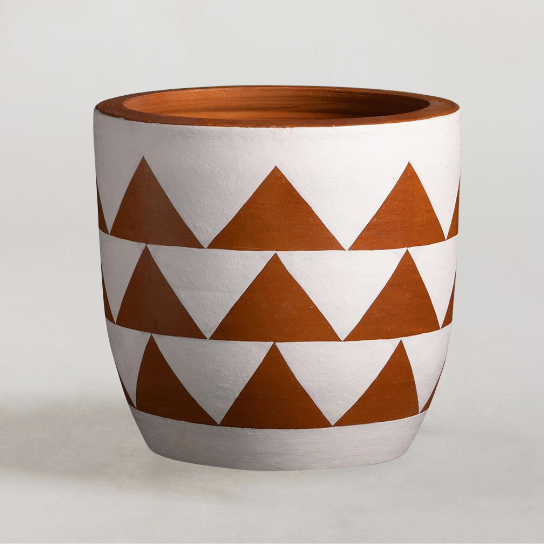 Mozambique Plant Pot - Triangle Clay Planter - 23cm