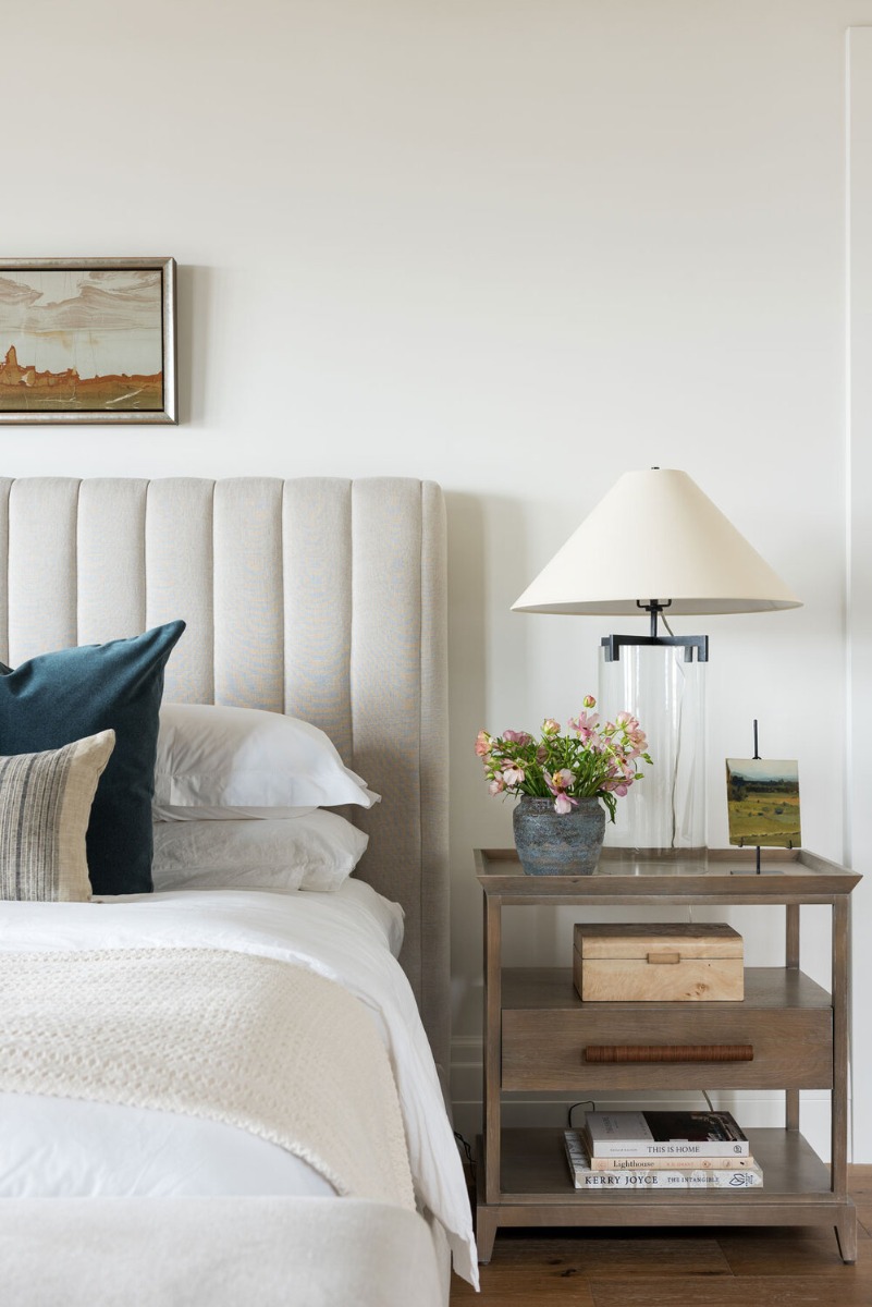 Making space for your bedside table is a golden rule to achieving a gorgeous look.