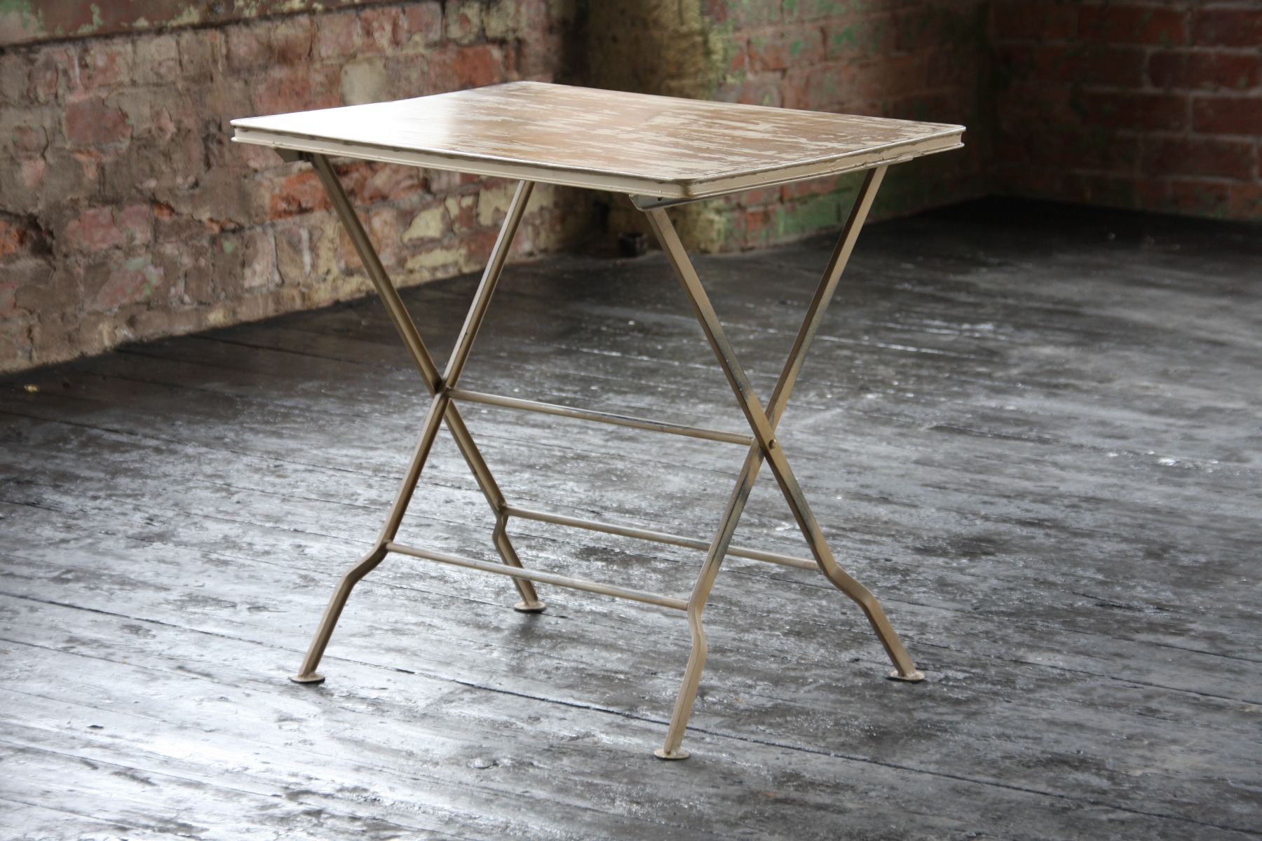 Industrial folding metal side table by Where Saints Go